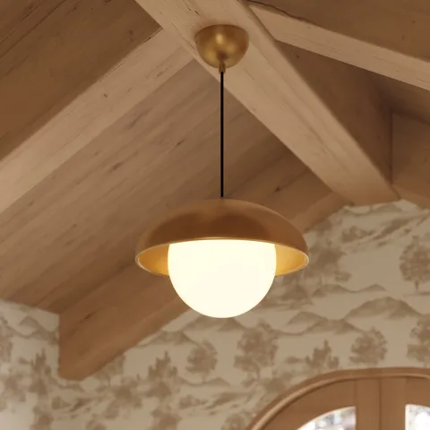 Harriet 16" 1 Light Pendant in Aged Gold/Opal Matte Glass