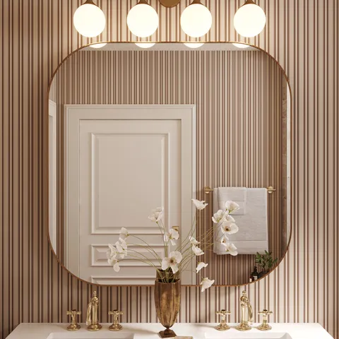 Sylvia 35" 4 Lights Vanity Light in Aged Gold/Opal Matte Glass