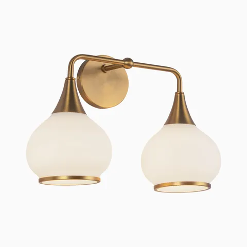 Eleanor 17" 2 Lights Vanity Light in Aged Gold/Opal Matte Glass