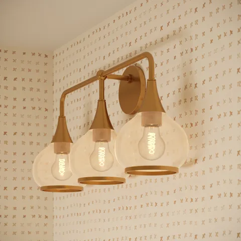 Eleanor 26" 3 Lights Vanity Light in Aged Gold/Clear Glass