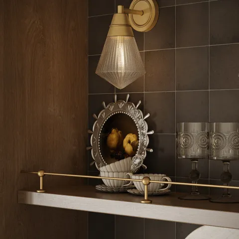 Irene 6" 1 Light Wall/Vanity Light in Vintage Brass/Prismatic Glass