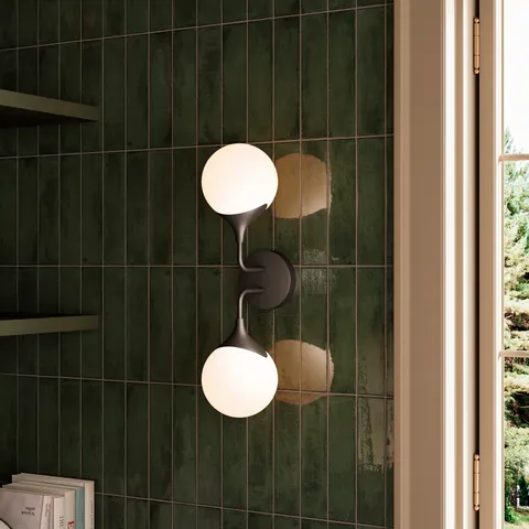 Sylvia 19" 2 Lights Wall/Vanity Light in Matte Black/Opal Matte Glass