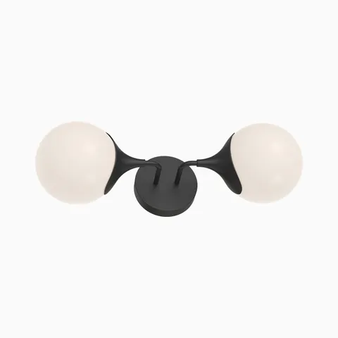 Sylvia 19" 2 Lights Wall/Vanity Light in Matte Black/Opal Matte Glass