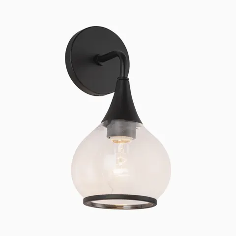 Eleanor 6" 1 Light Wall/Vanity Light in Matte Black/Clear Glass