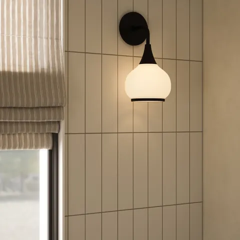 Eleanor 6" 1 Light Wall/Vanity Light in Matte Black/Opal Matte Glass