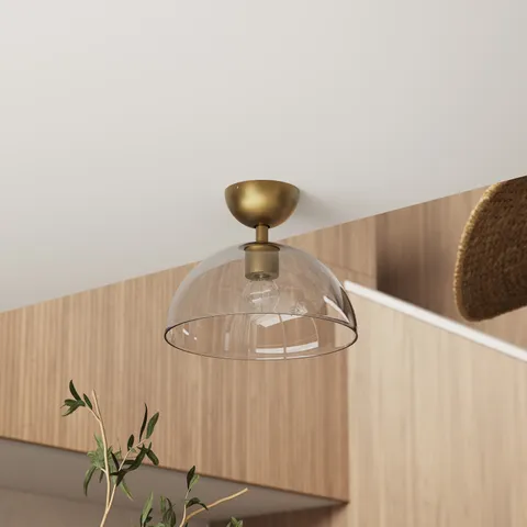 Merrill 12" 1 Light Semi-Flush Mount in Brushed Gold/Clear Glass