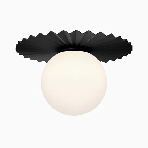 Priya 14" 1 Light Flush Mount in Matte Black/Opal Matte Glass