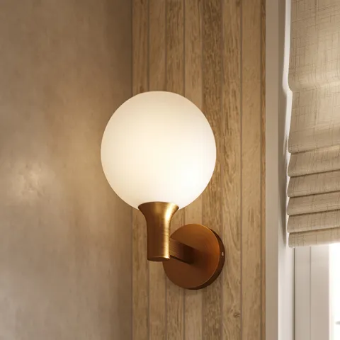 Wanda 8" 1 Light Wall/Vanity Light in Aged Gold/Opal Matte Glass