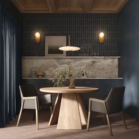 Corentin Walnut Round Dining Table in Matte, 48"