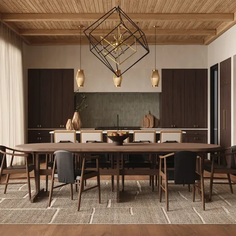 Fleurin Walnut Oval Dining Table in Matte, 120"