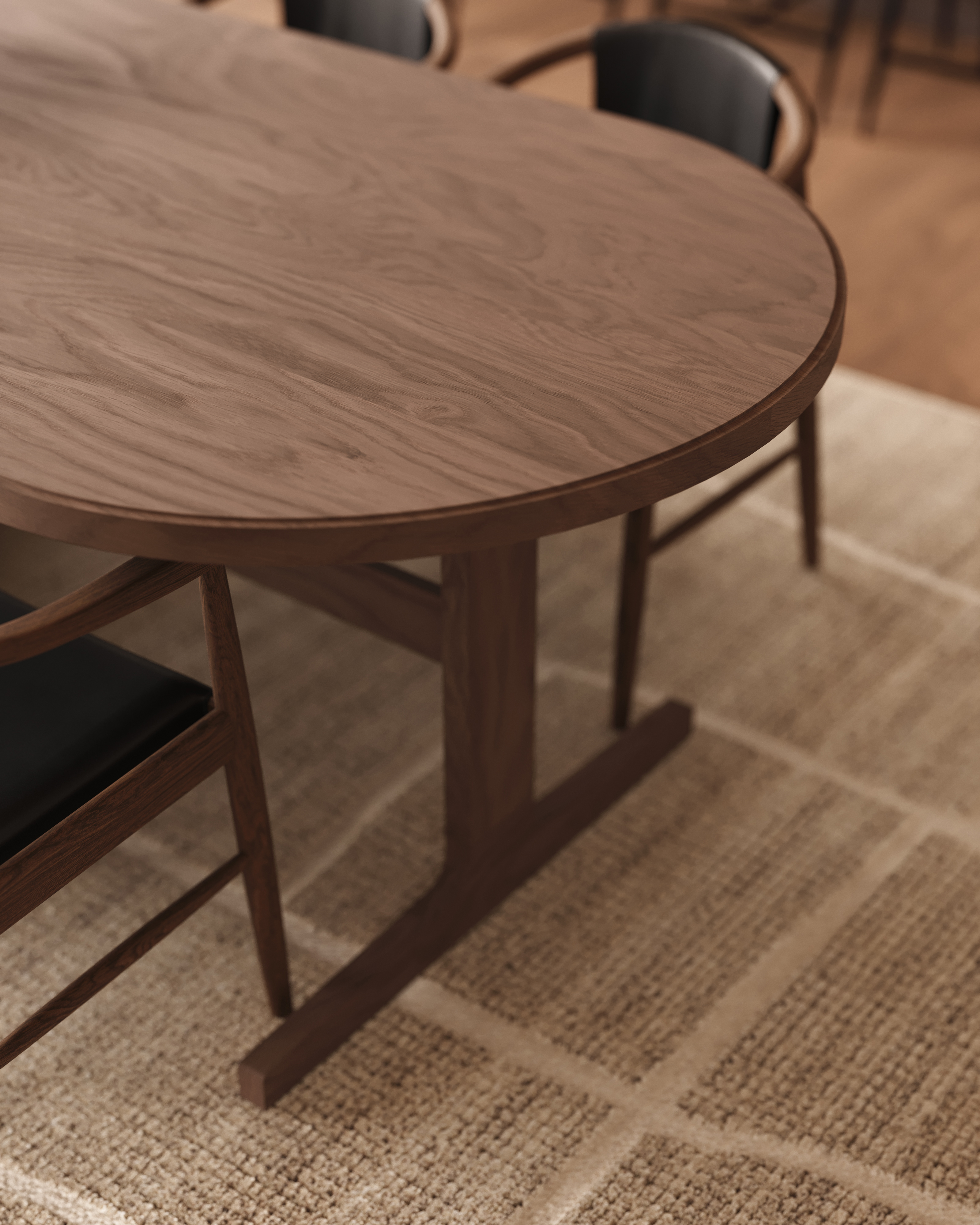 Fleurin Walnut Oval Dining Table in Matte, 120