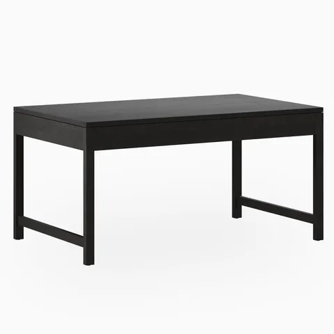 Finished in a rich, dark brown Wenge tone, this ash dining table features a rectangular top and matching minimalist base with slender posts, staying open and light, perfect for smaller dining spaces.