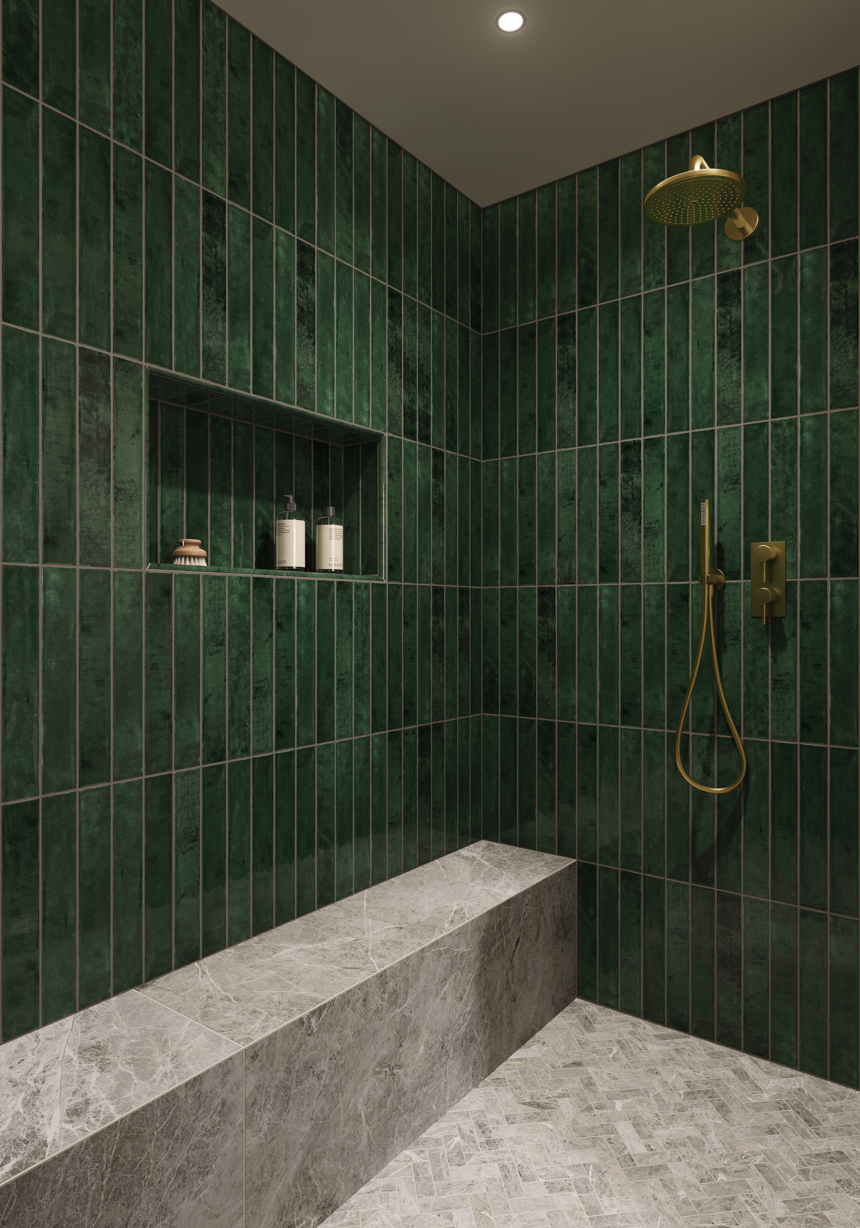Jaden 2.5 x 16 Glossy Ceramic Tile in Hunter | Edward Martin