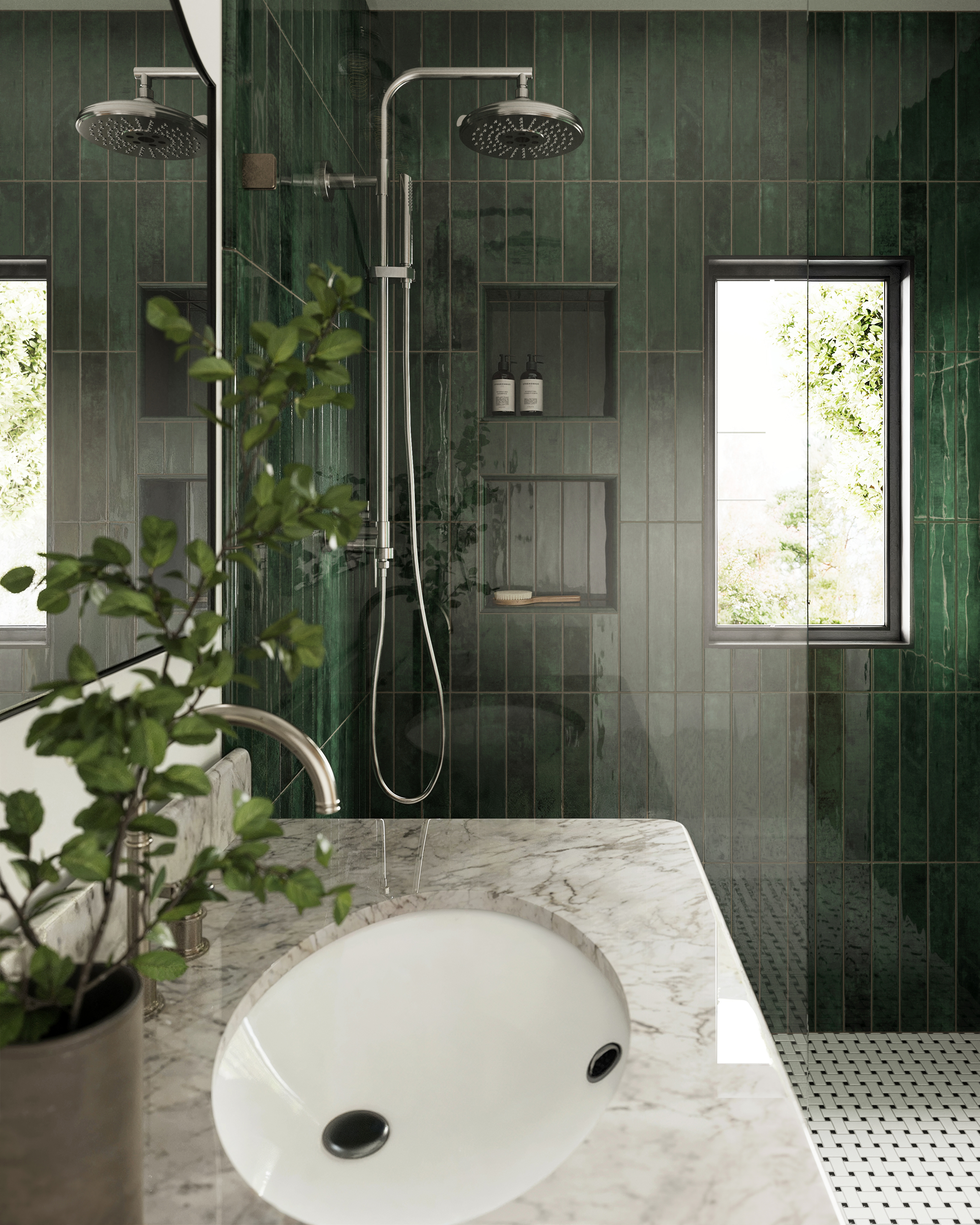 Jaden 2.5 x 16 Glossy Ceramic Tile in Hunter | Edward Martin