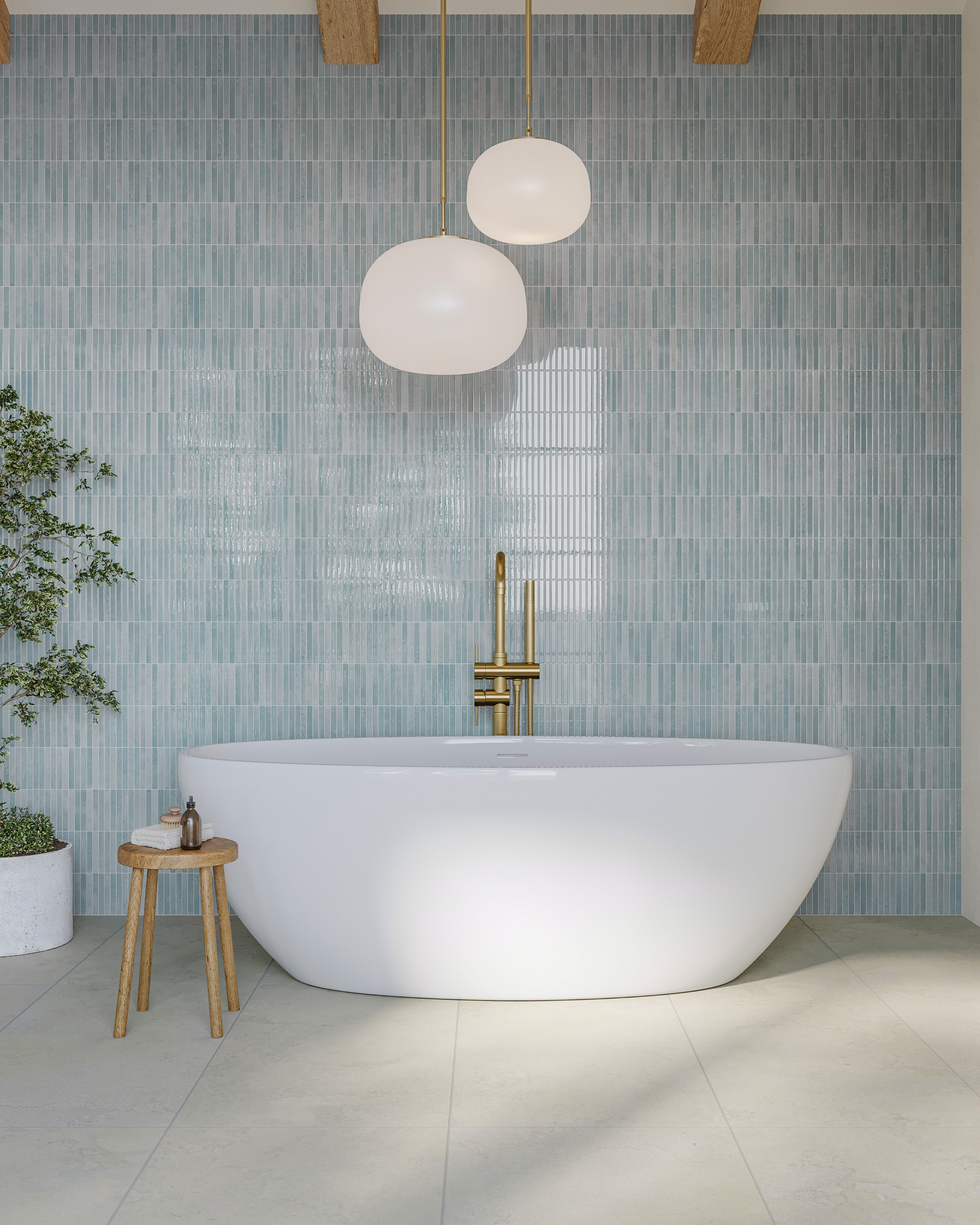 Miley 4.5 x 9.1 Glossy Porcelain Tile in Water | Edward Martin