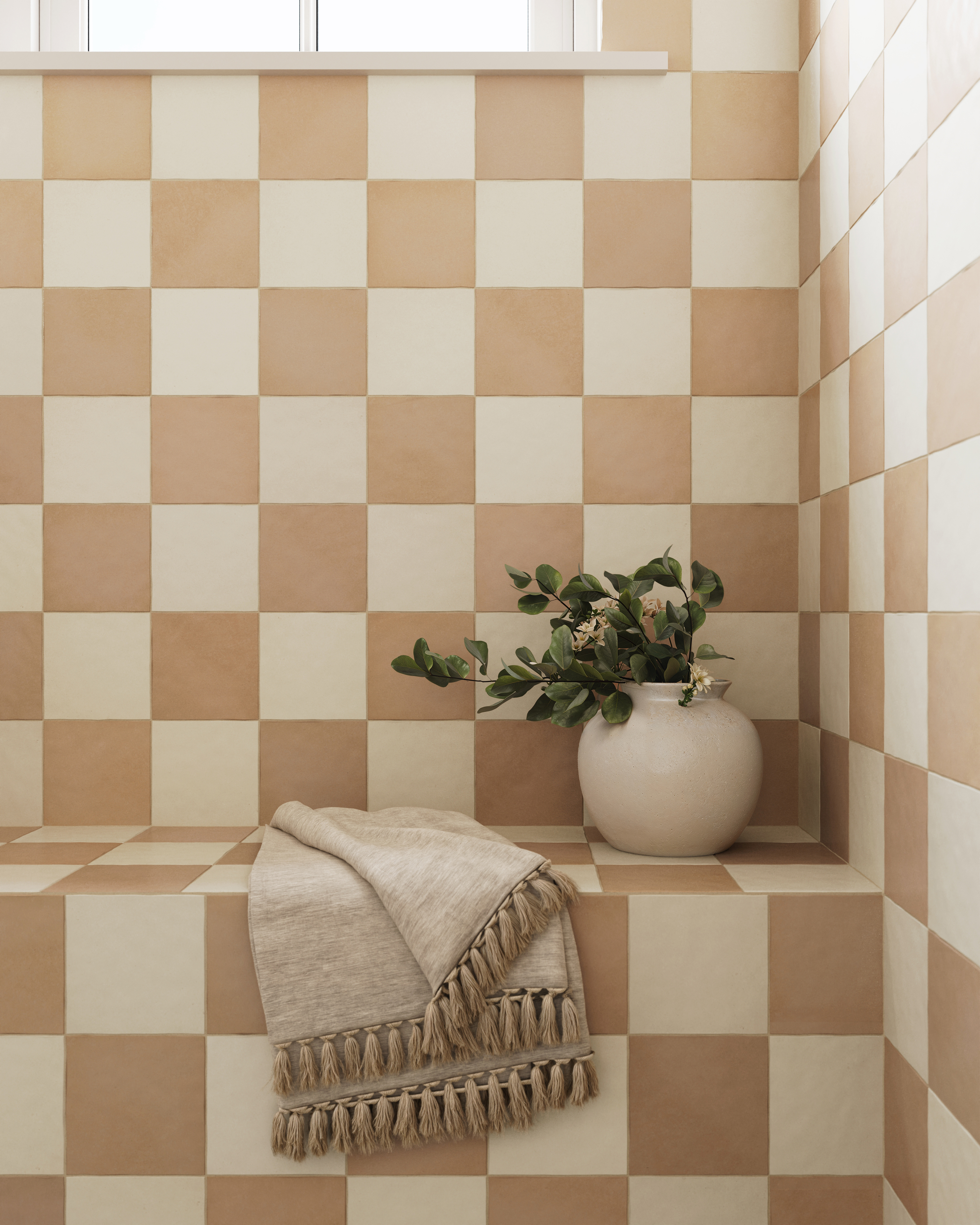 Ellie 5 x 5 Matte Ceramic Tile in Eggshell | Edward Martin