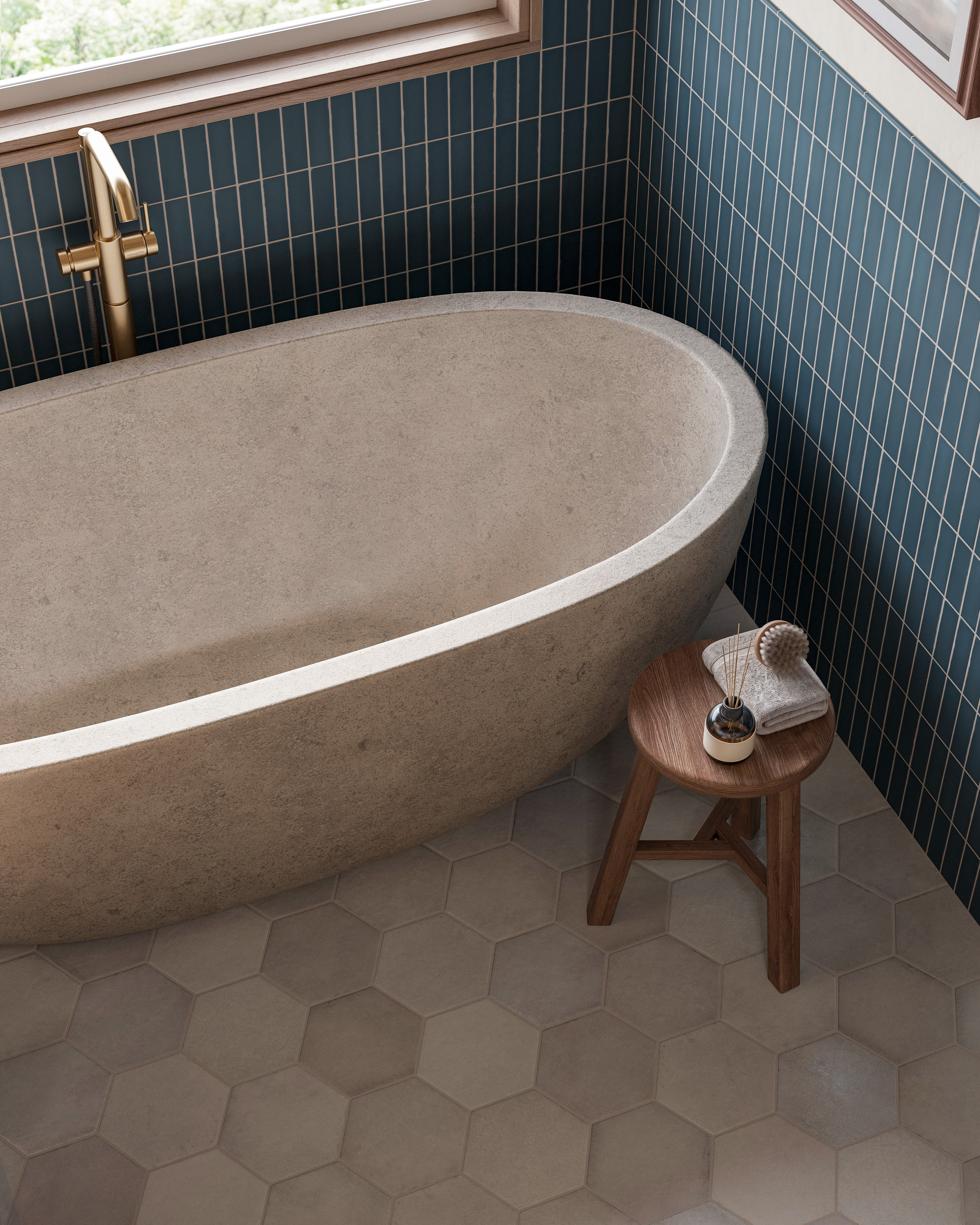 Juliet 7 x 8 Hexagon Matte Porcelain Tile in Pearl | Edward Martin