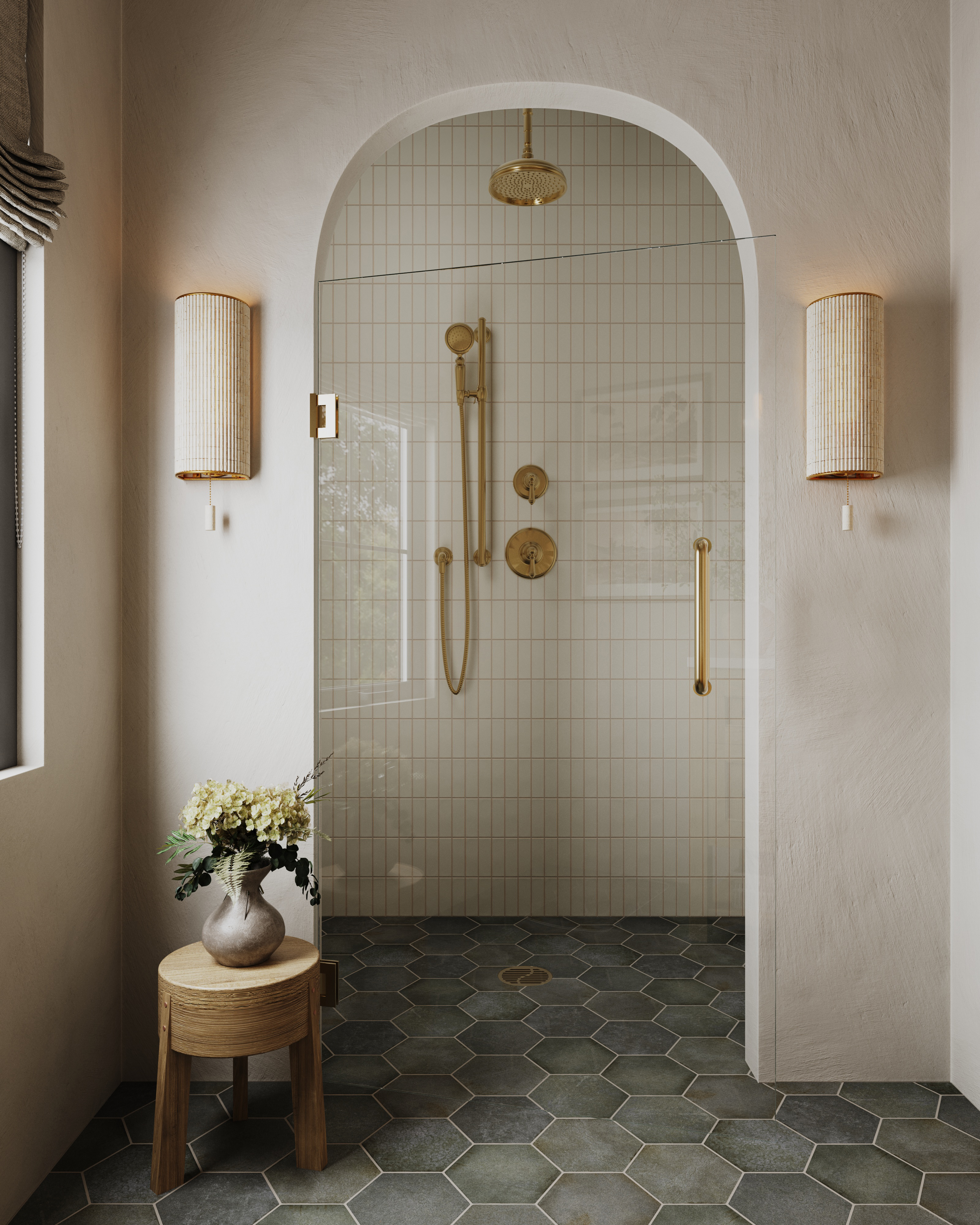 Juliet 7 x 8 Hexagon Matte Porcelain Tile in Olive | Edward Martin