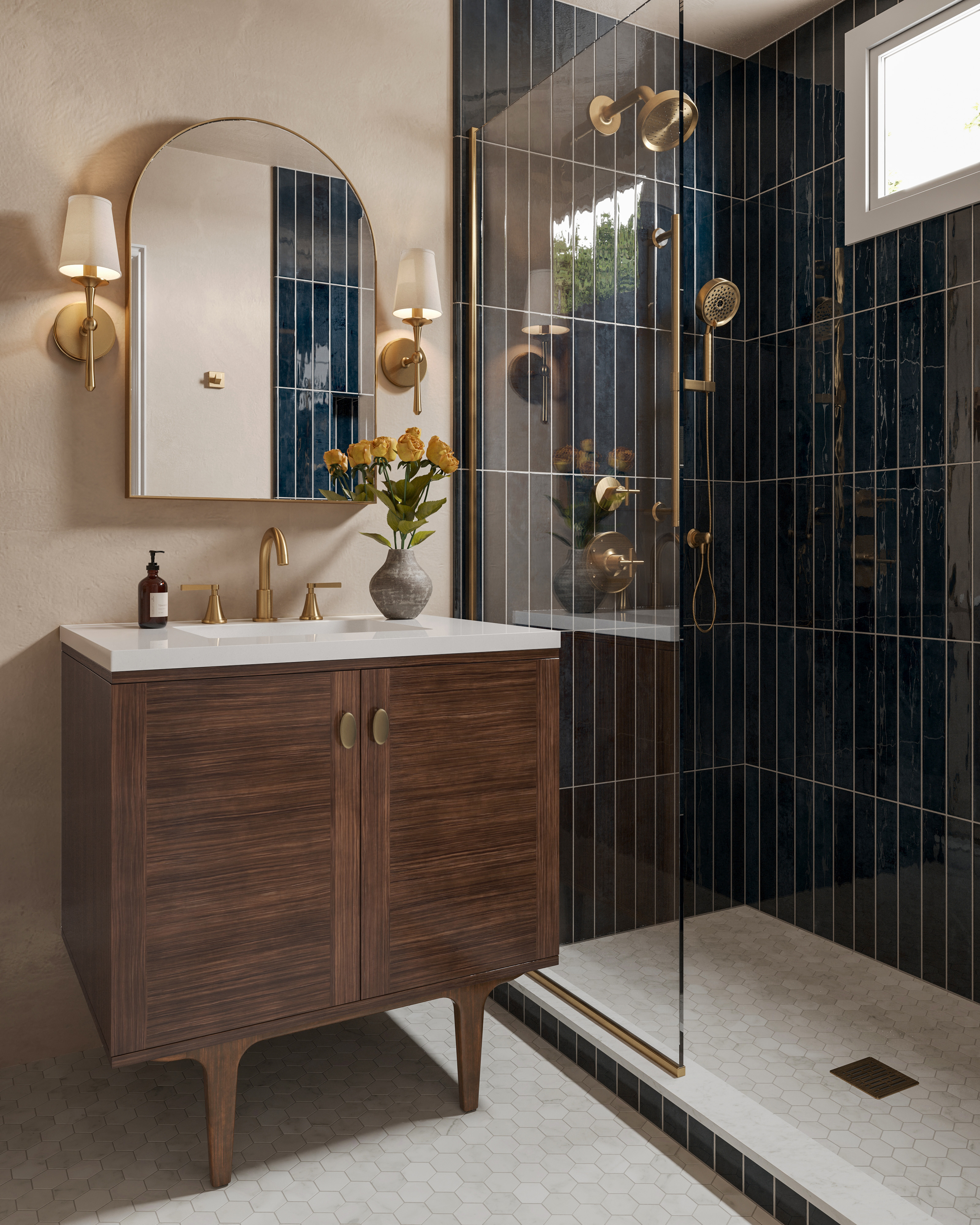 Jaden 2.5 x 16 Glossy Ceramic Tile in Navy | Edward Martin