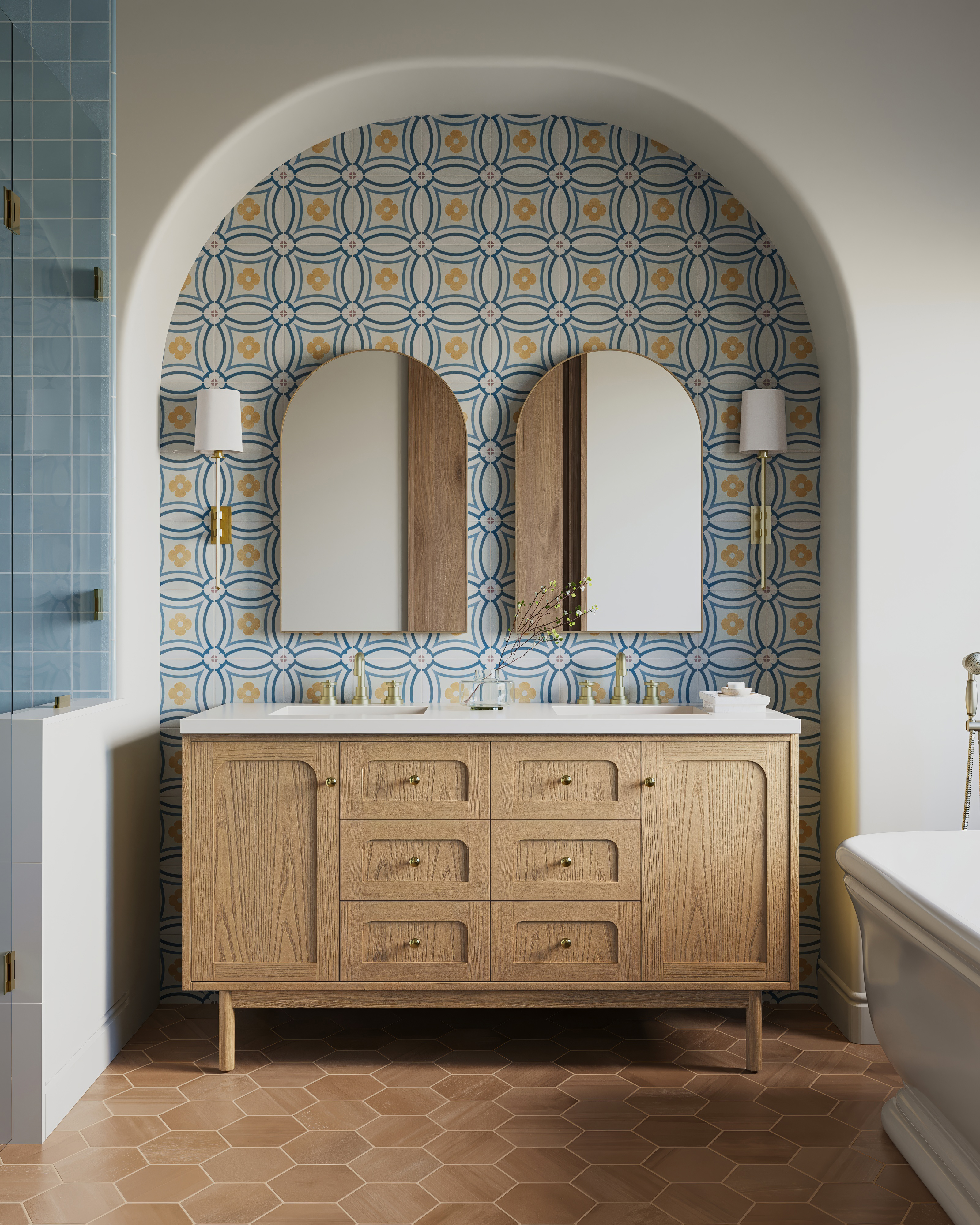 Maisie 0.5 x 8 Jolly Glossy Porcelain Tile in Ocean | Edward Martin