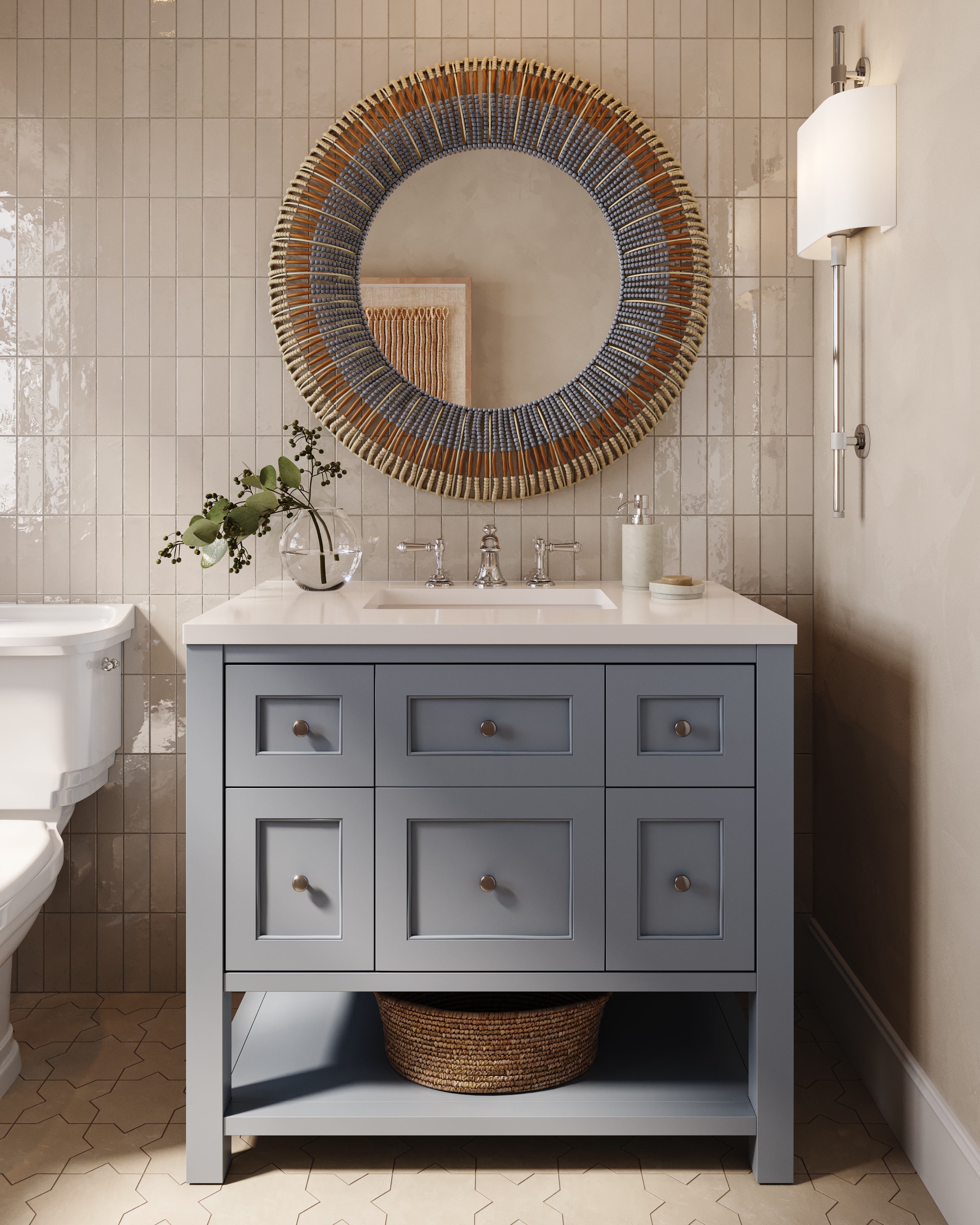 Cleo 2 x 6 Glossy Ceramic Tile in Cream | Edward Martin