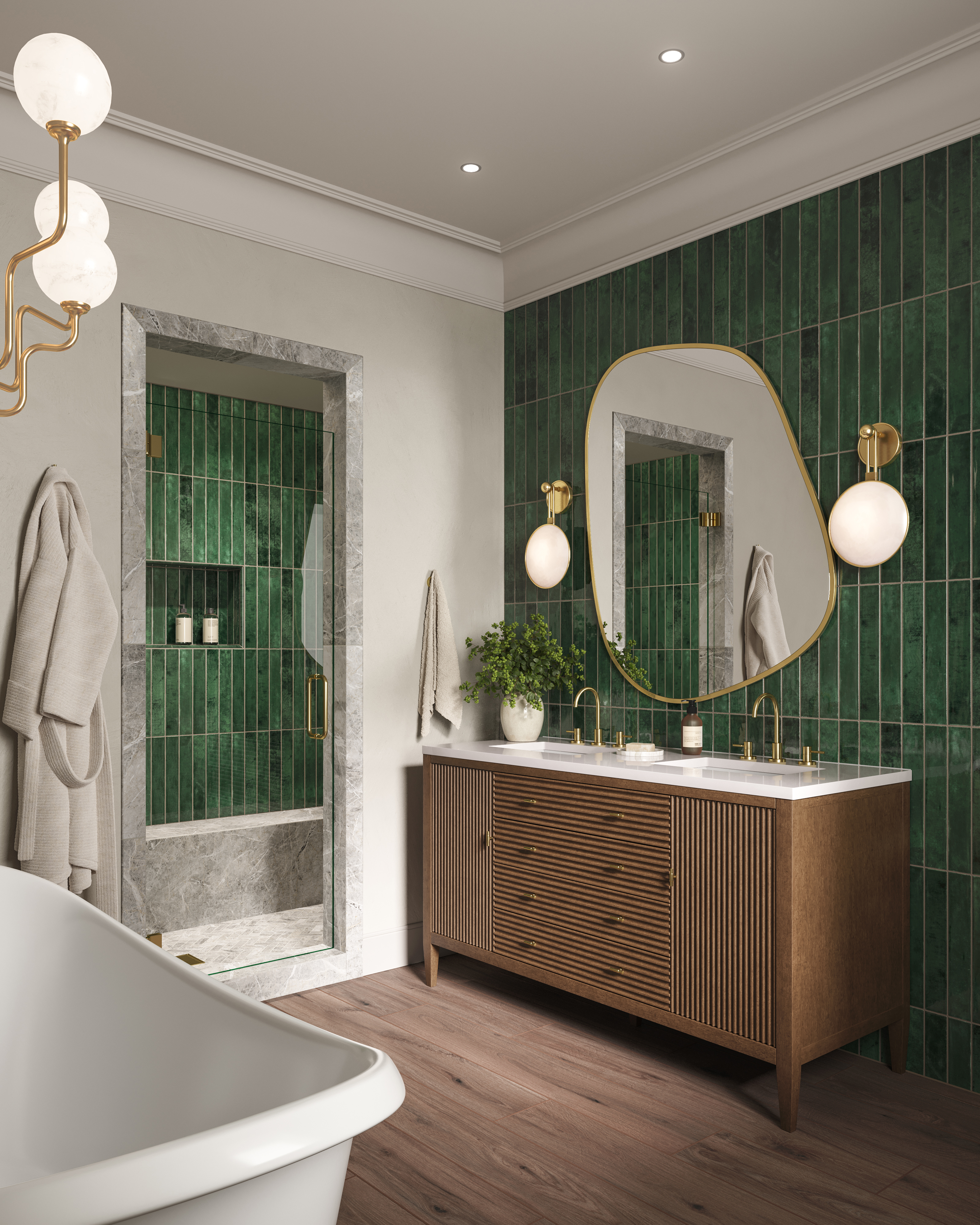 Jaden 2.5 x 16 Glossy Ceramic Tile in Hunter | Edward Martin