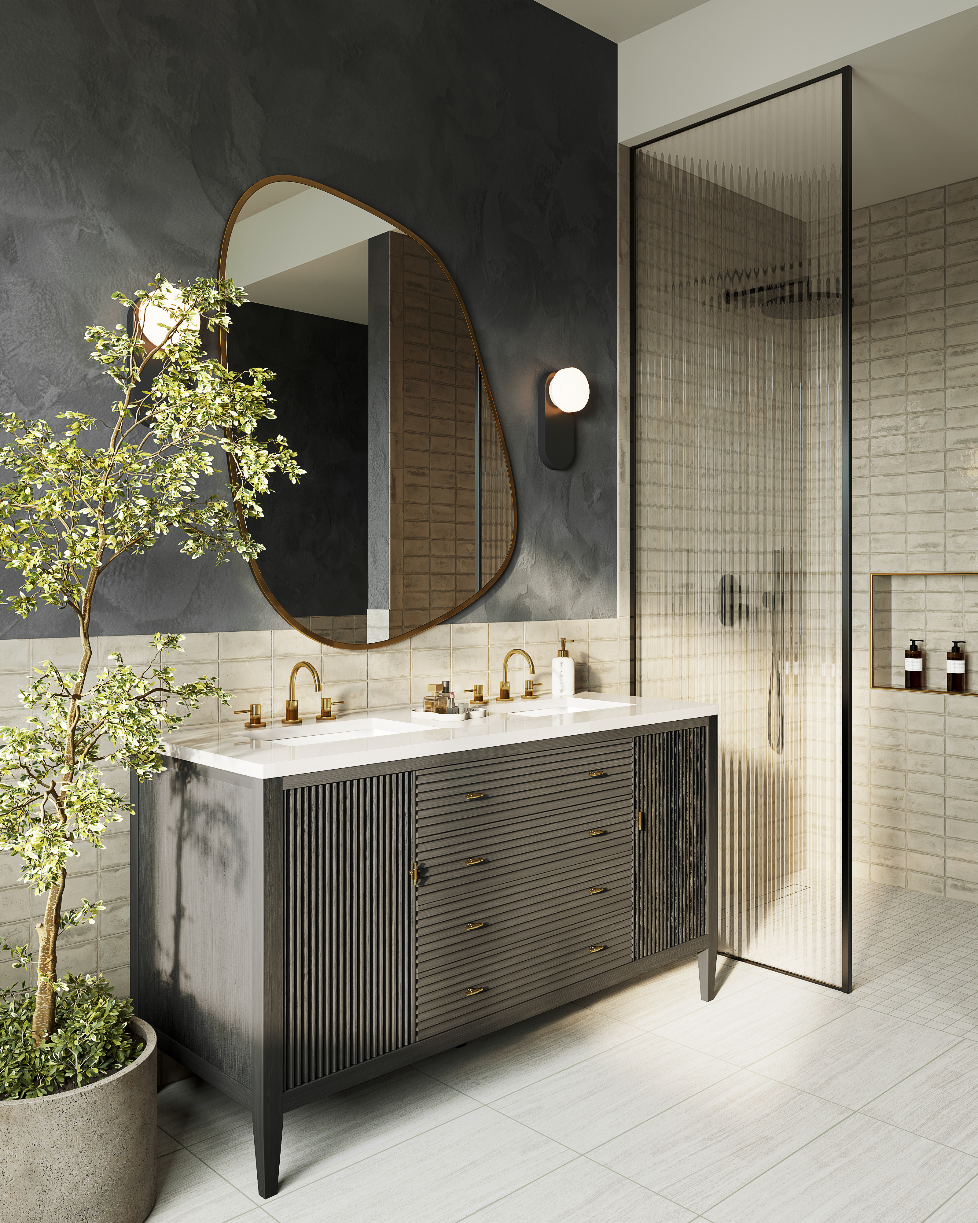 Hendrix 12 x 24 Matte Porcelain Tile in Taupe | Edward Martin