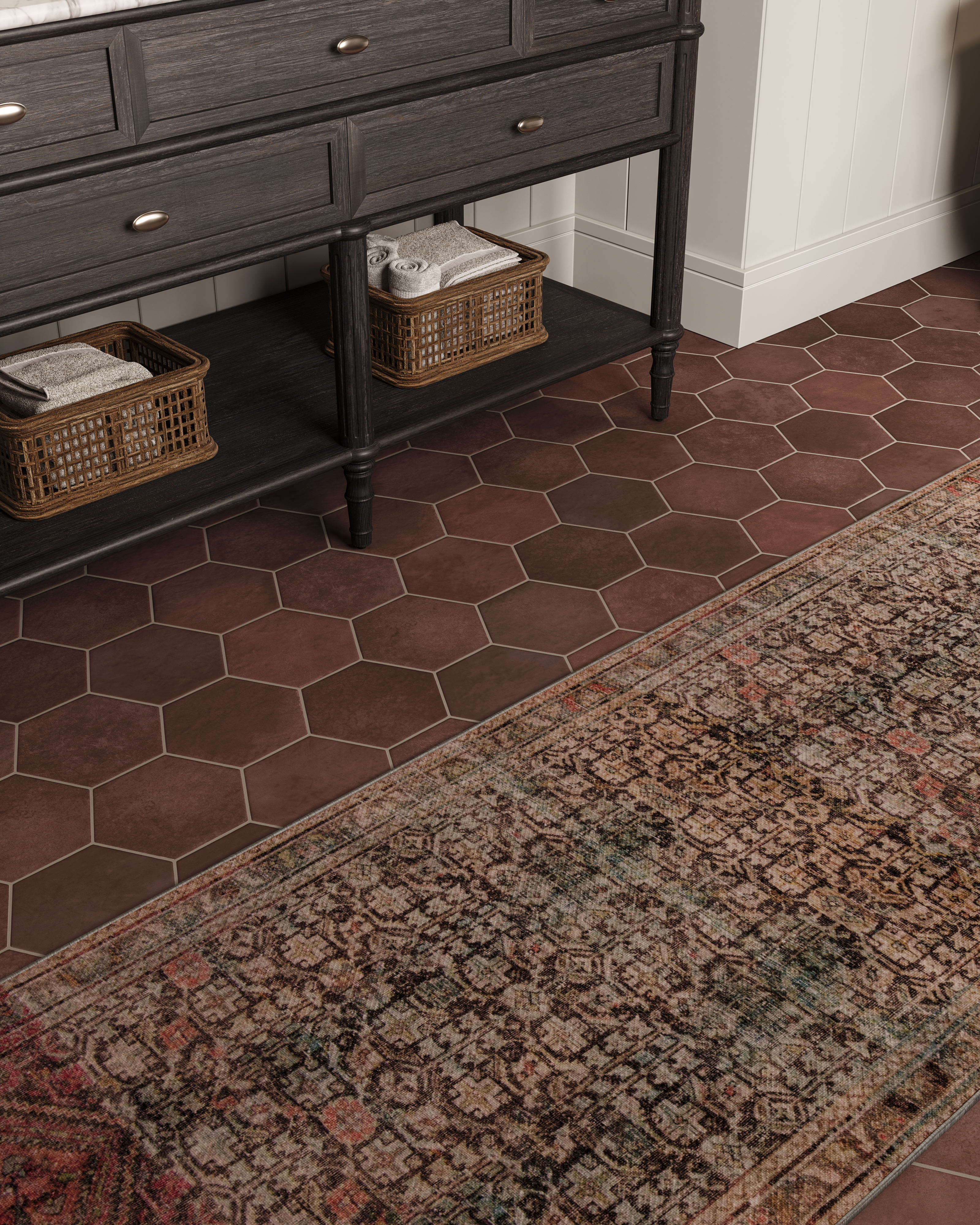 Juliet 7 x 8 Hexagon Matte Porcelain Tile in Rust | Edward Martin