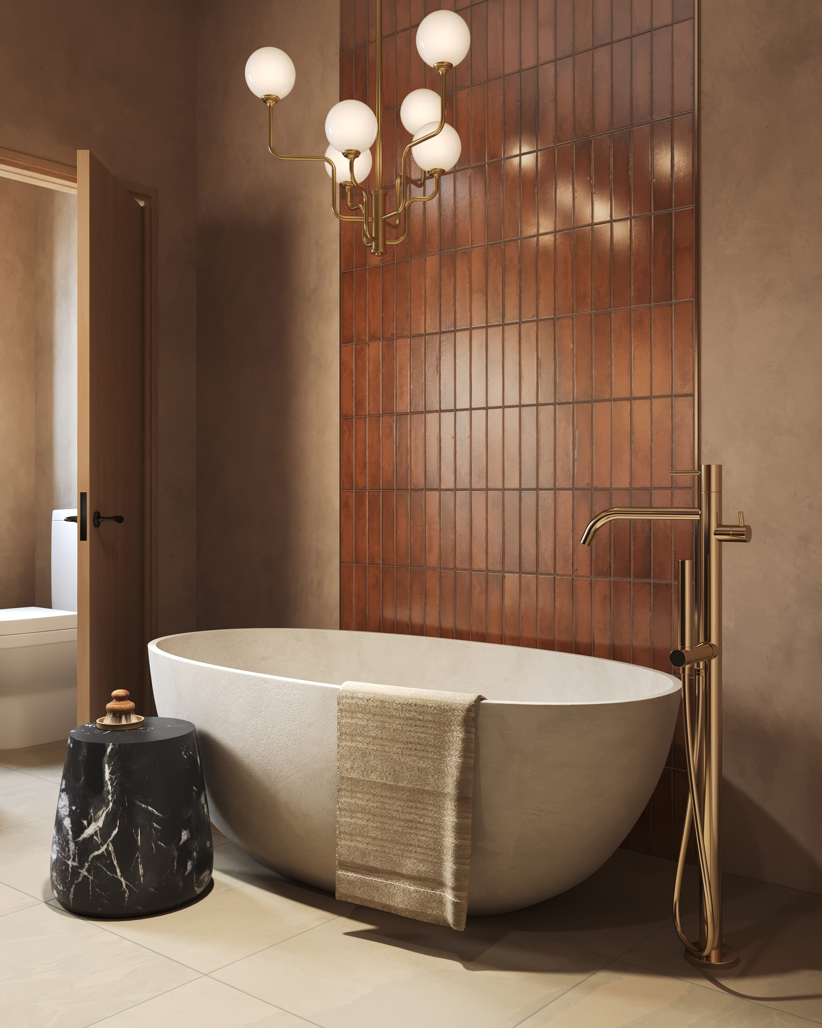 Mara 2 x 10 Glossy Ceramic Tile in Cinnamon | Edward Martin