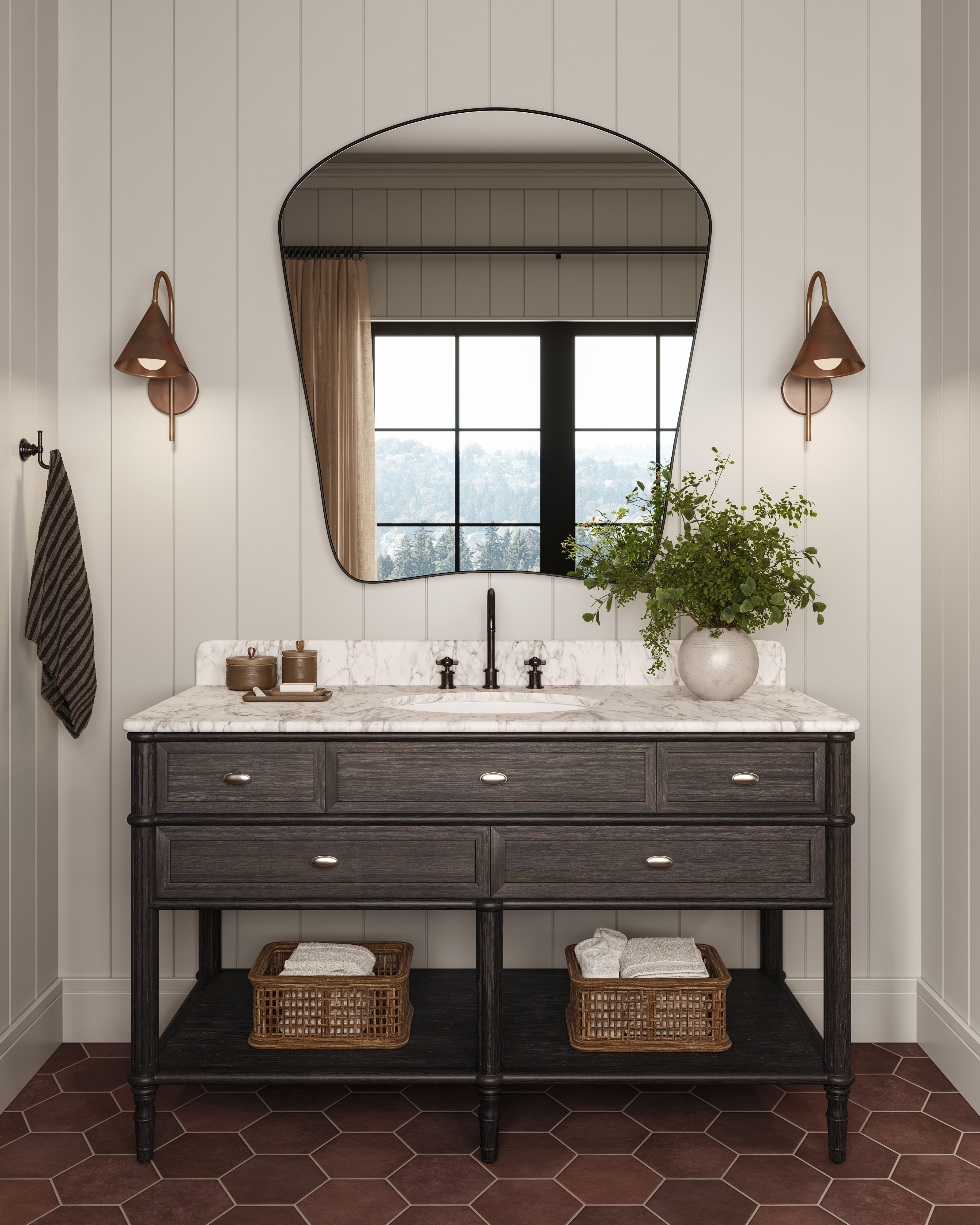 Juliet 7 x 8 Hexagon Matte Porcelain Tile in Rust | Edward Martin