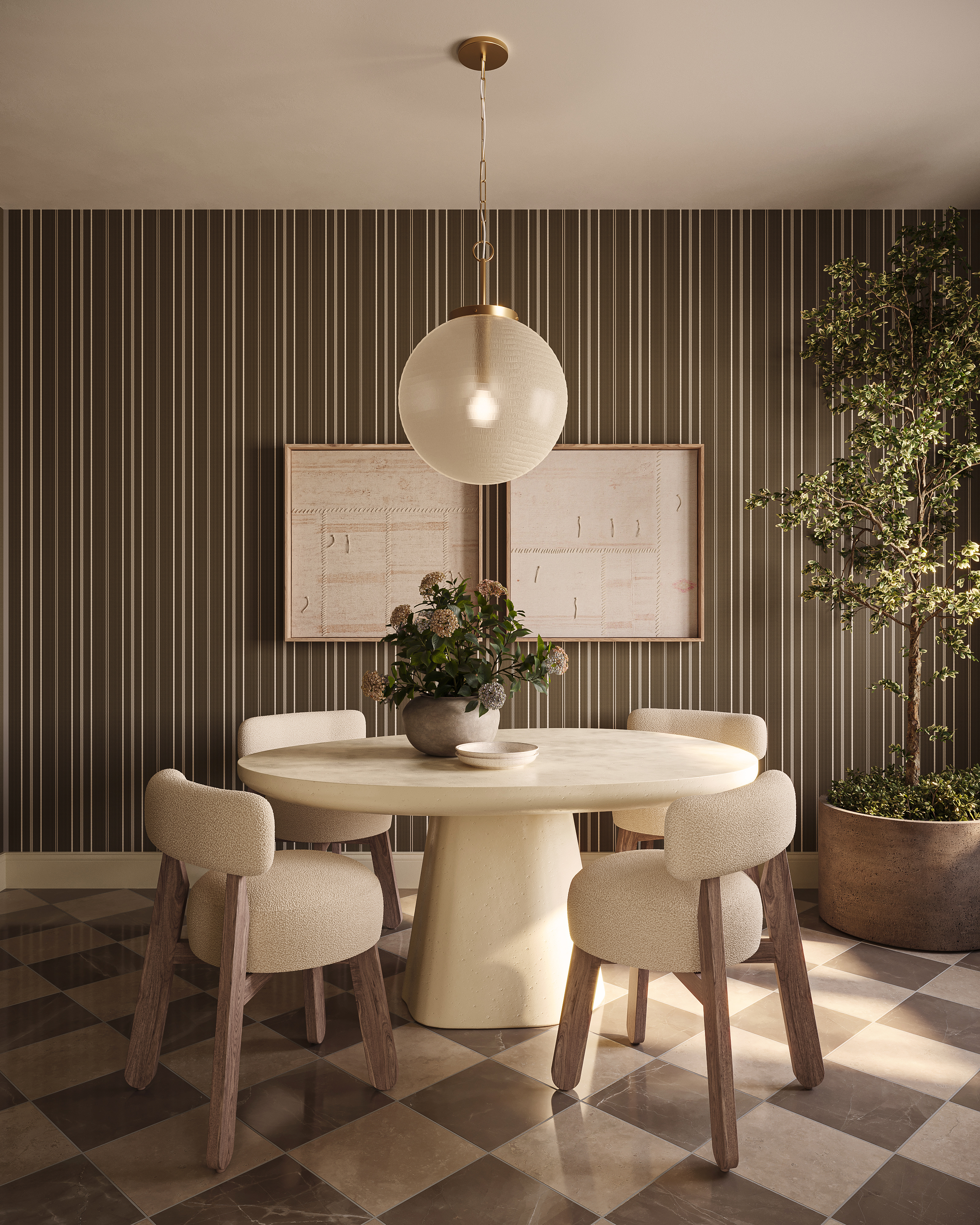 Leona 12 x 12 Checkerboard Polished Porcelain Tile in Marfil and